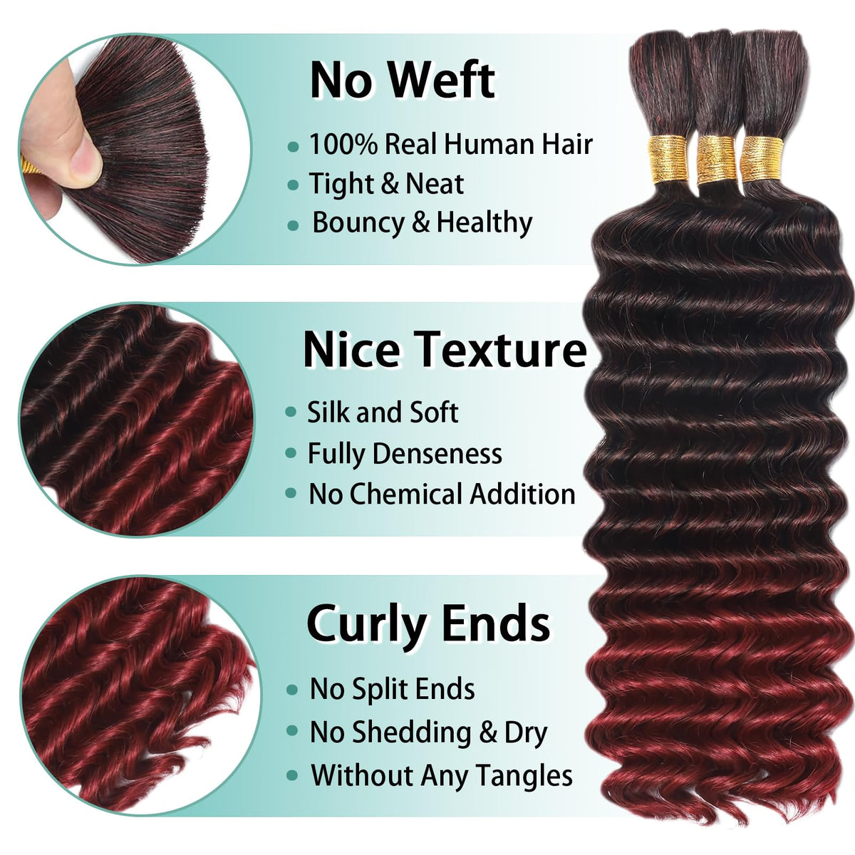 MOTFIN Curly Wave Braiding Hair bundle close-up