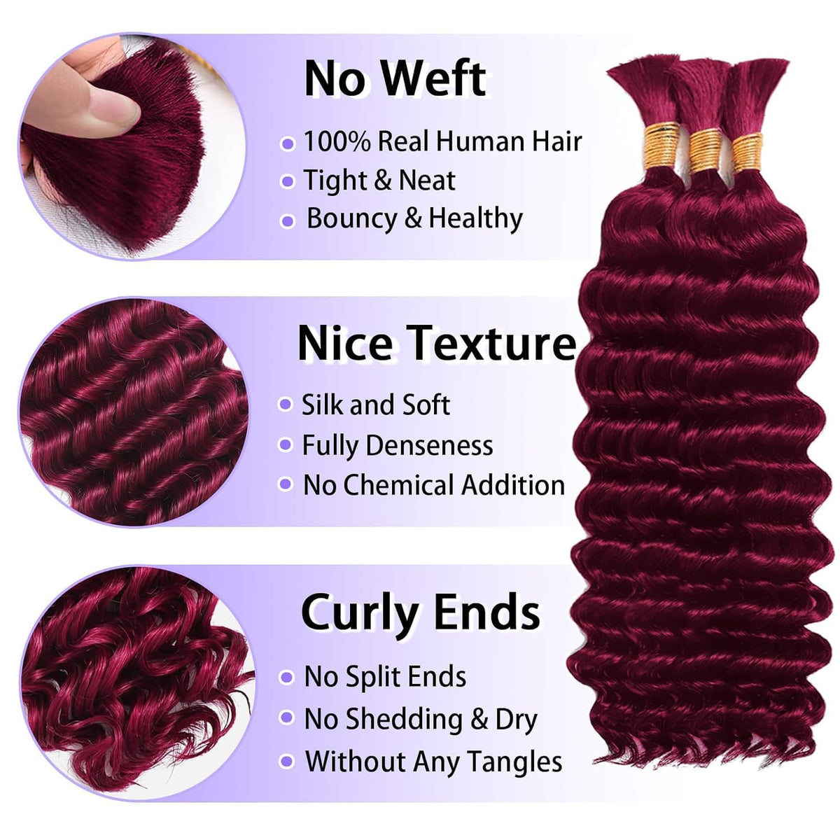MOTFIN Curly Wave Hair bundles displayed