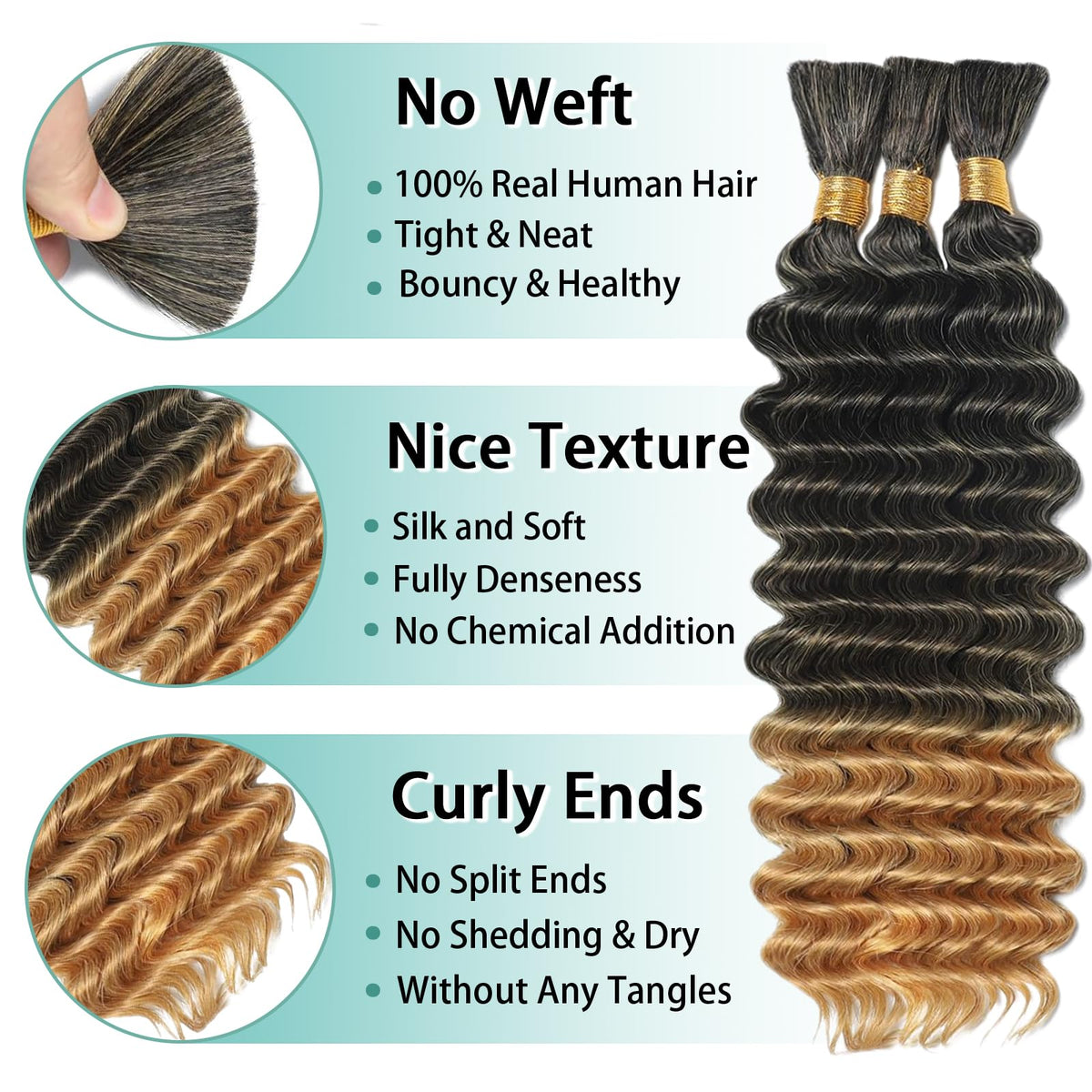 MOTFIN curly wave hair bundles side view