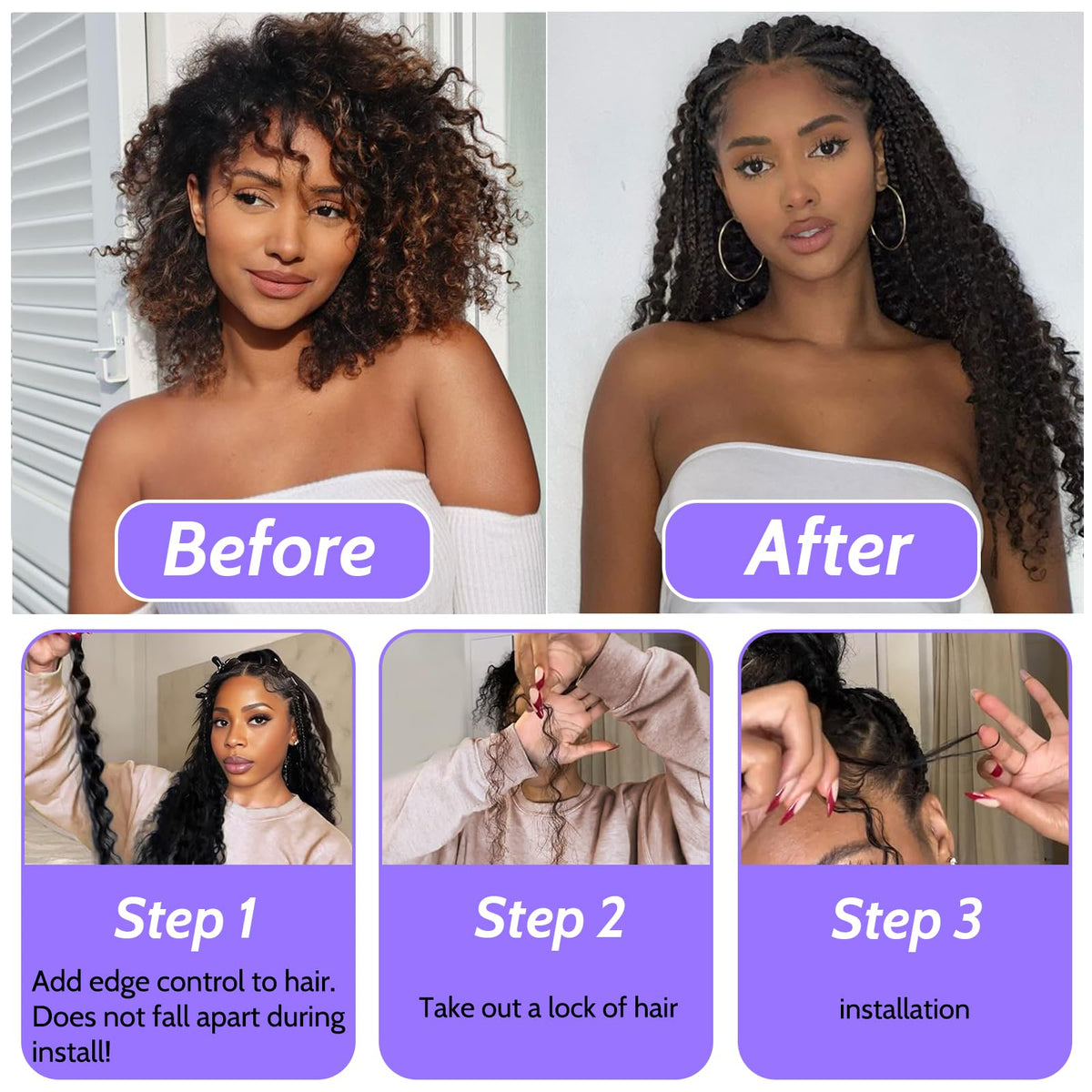 MOTFIN Curly Wave Hair in various colors