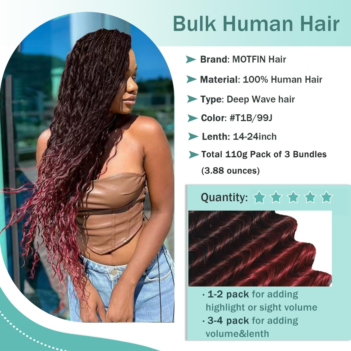 MOTFIN Curly Wave Hair in various colors