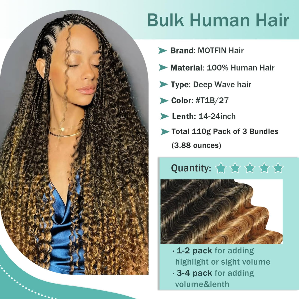 MOTFIN Curly Wave Hair showing texture and shine