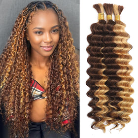 MOTFIN Human Boho Braiding Hair 14 Inch curly wave front view