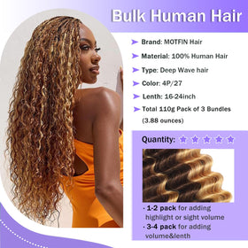 MOTFIN Human Boho Braiding Hair 22 Inch curly wave on model