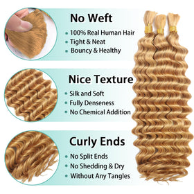 MOTFIN Human Braiding Hair 14 Inch Curly Wave side view