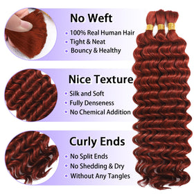 MOTFIN Human Braiding Hair 16 Inch Curly Wave Bundle back view