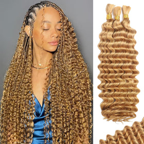 MOTFIN Human Braiding Hair 18 Inch Curly Wave Bundle front view