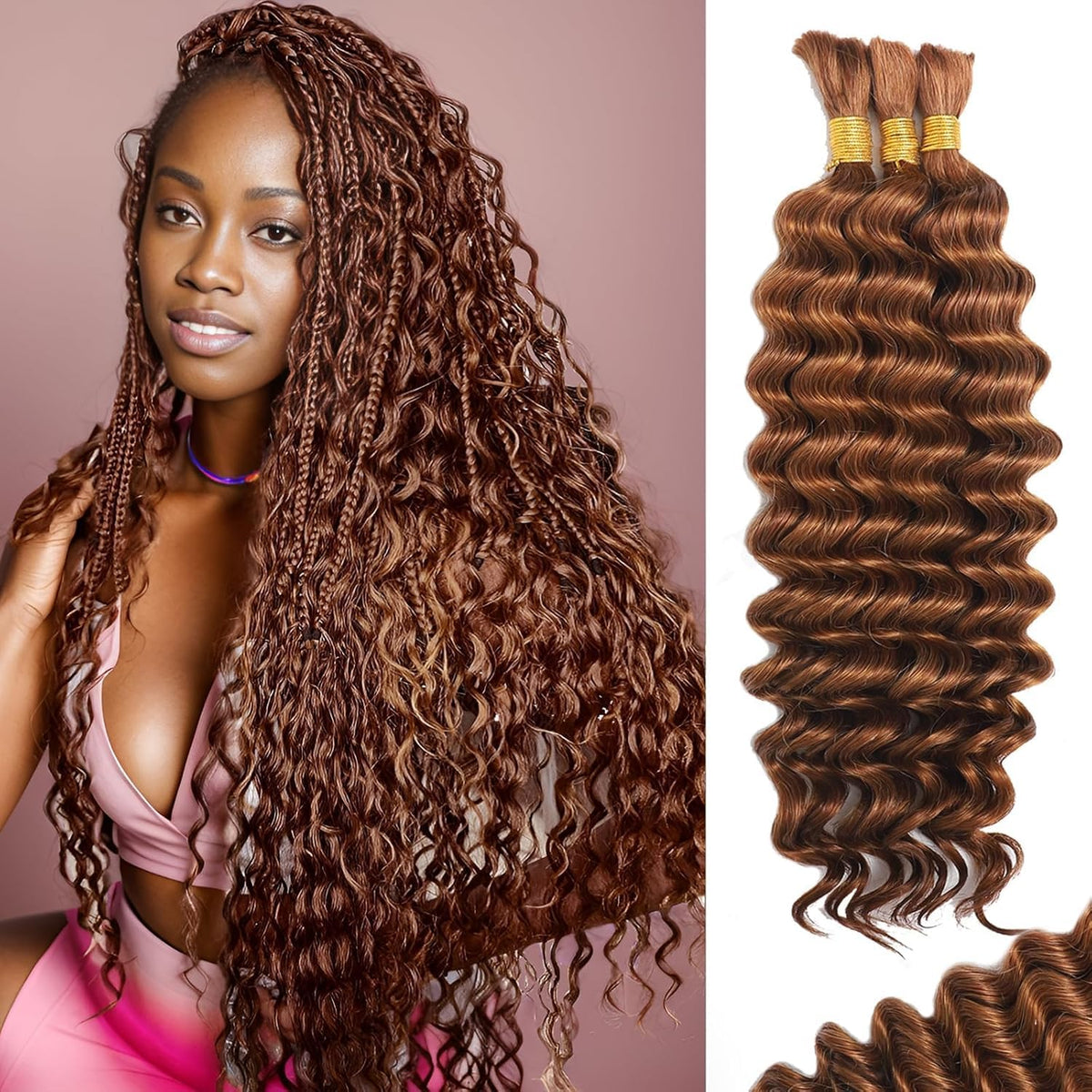 MOTFIN Human Braiding Hair 18 Inch Curly Wave front view