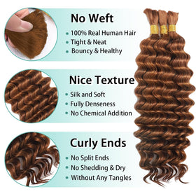MOTFIN Human Braiding Hair 18 Inch Curly Wave side view