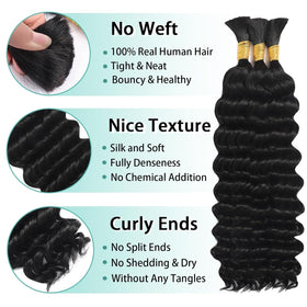 MOTFIN Human Braiding Hair 20 Inch curly wave bundle back view