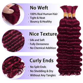 MOTFIN Human Braiding Hair 20 Inch Curly Wave Bundle side view
