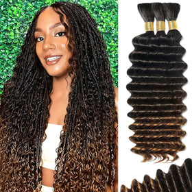 MOTFIN Human Braiding Hair 20 Inch Curly Wave front view