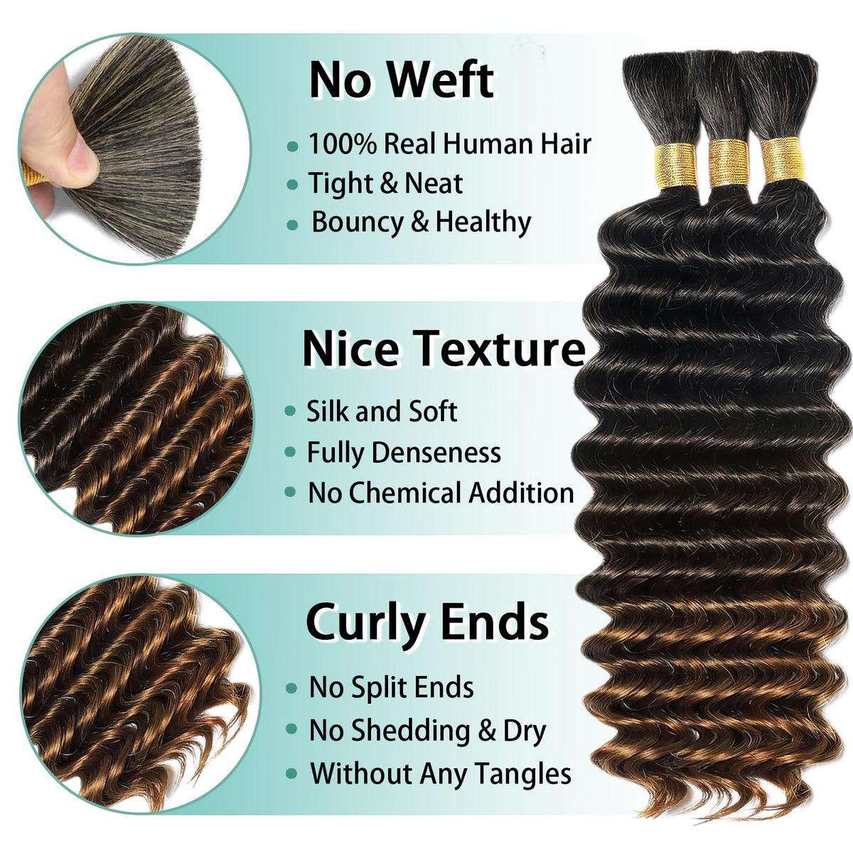 MOTFIN Human Braiding Hair 20 Inch Curly Wave packaging