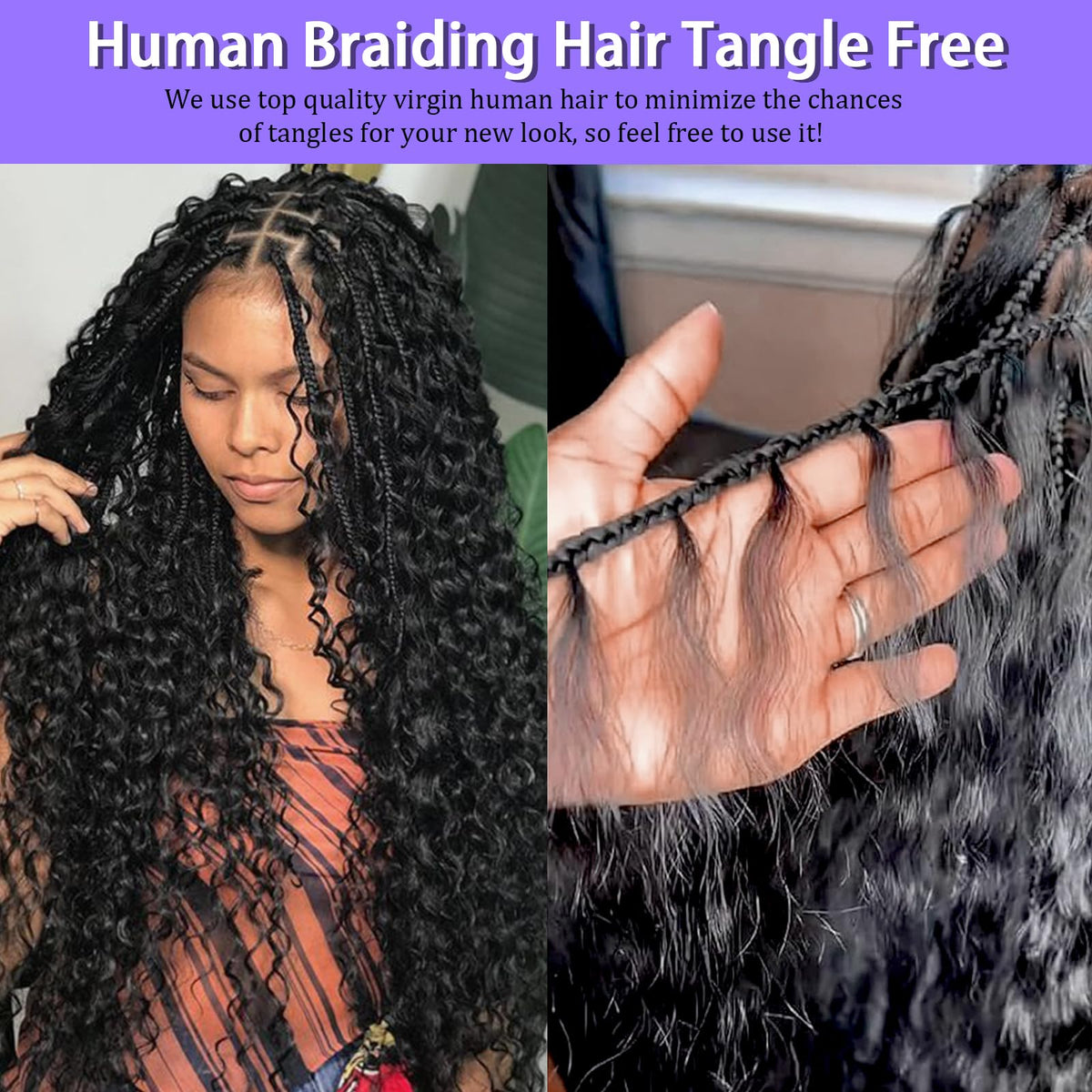 MOTFIN Human Braiding Hair in various colours display