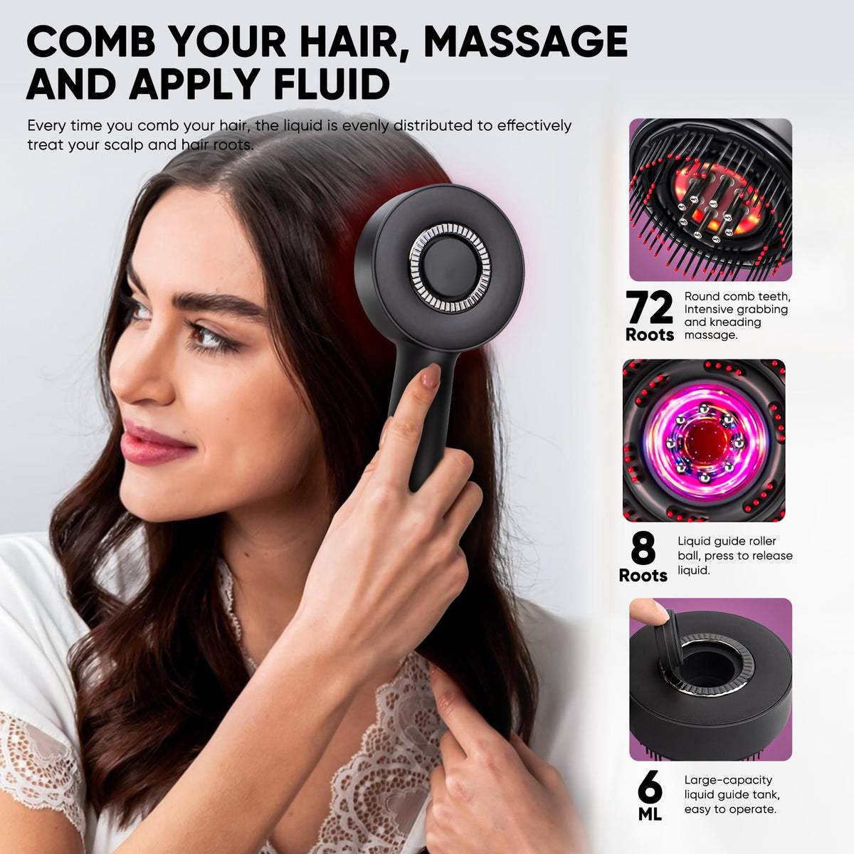 MPADQ Scalp Massager in use on wet hair