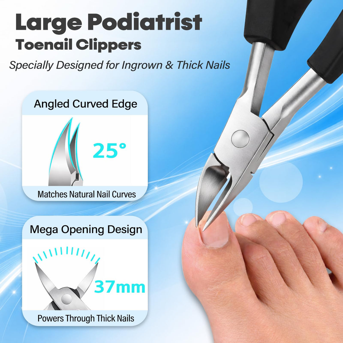 MPKDZNE toenail clippers angled view highlighting blades