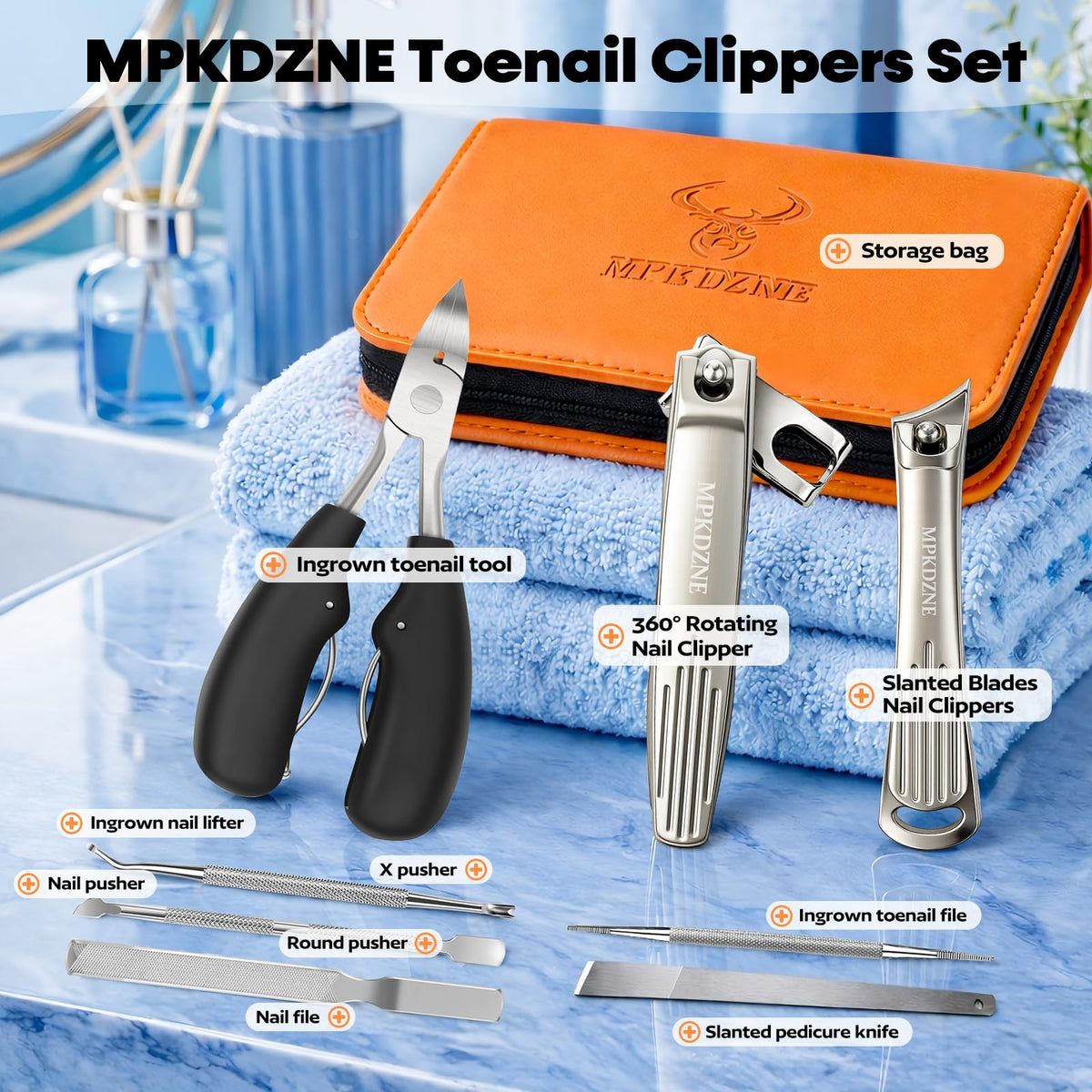 MPKDZNE toenail clippers showing ergonomic handles