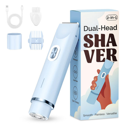 Mpotmiy 2-in-1 Electric Shaver front view with dual heads