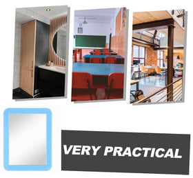 mpowtech mirror with rounded corners and plastic frame