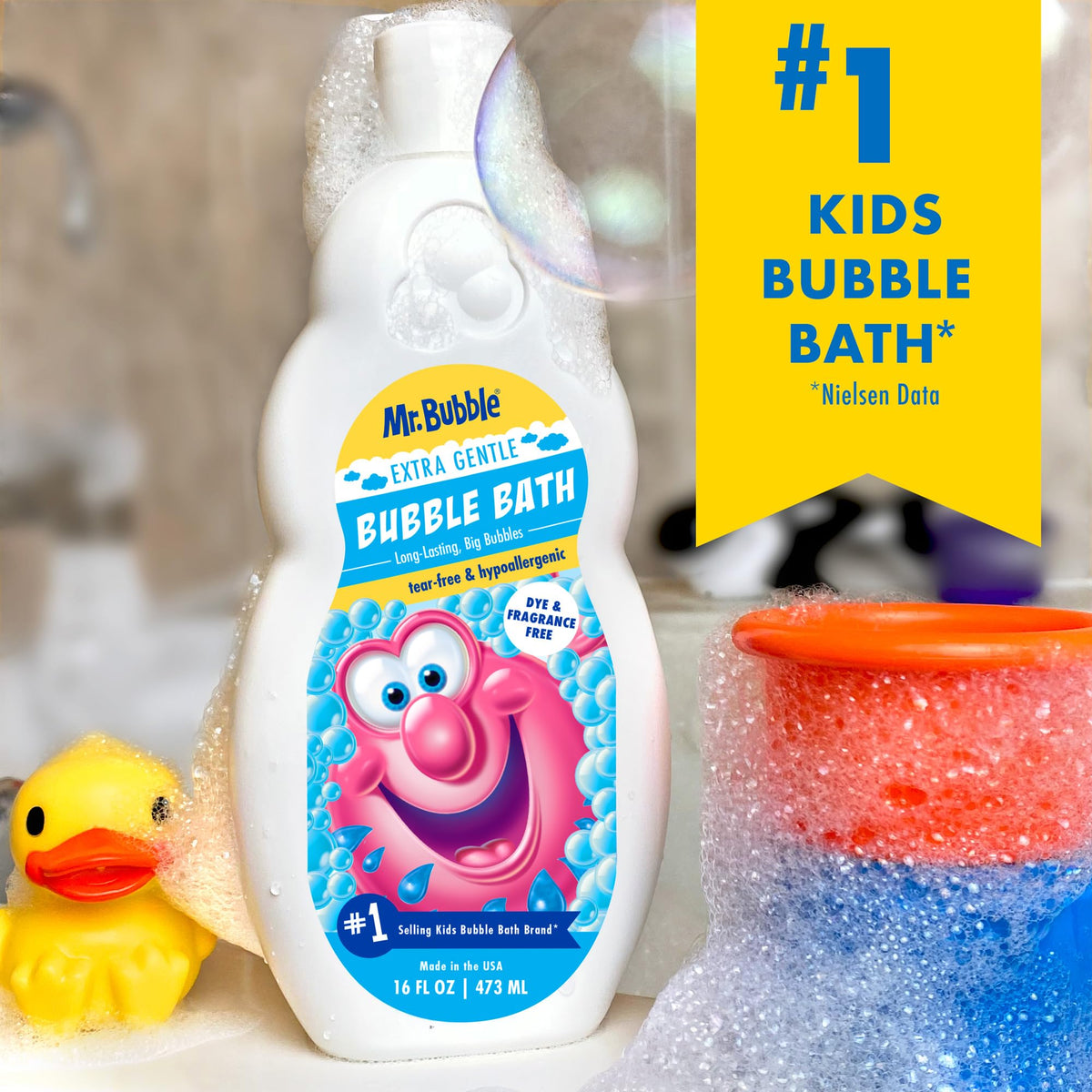 Mr. Bubble Extra Gentle Bubble Bath 16 fl oz back view