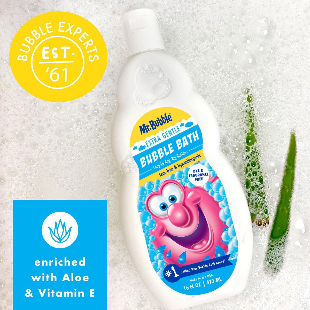 Mr. Bubble Extra Gentle Bubble Bath bottles side by side