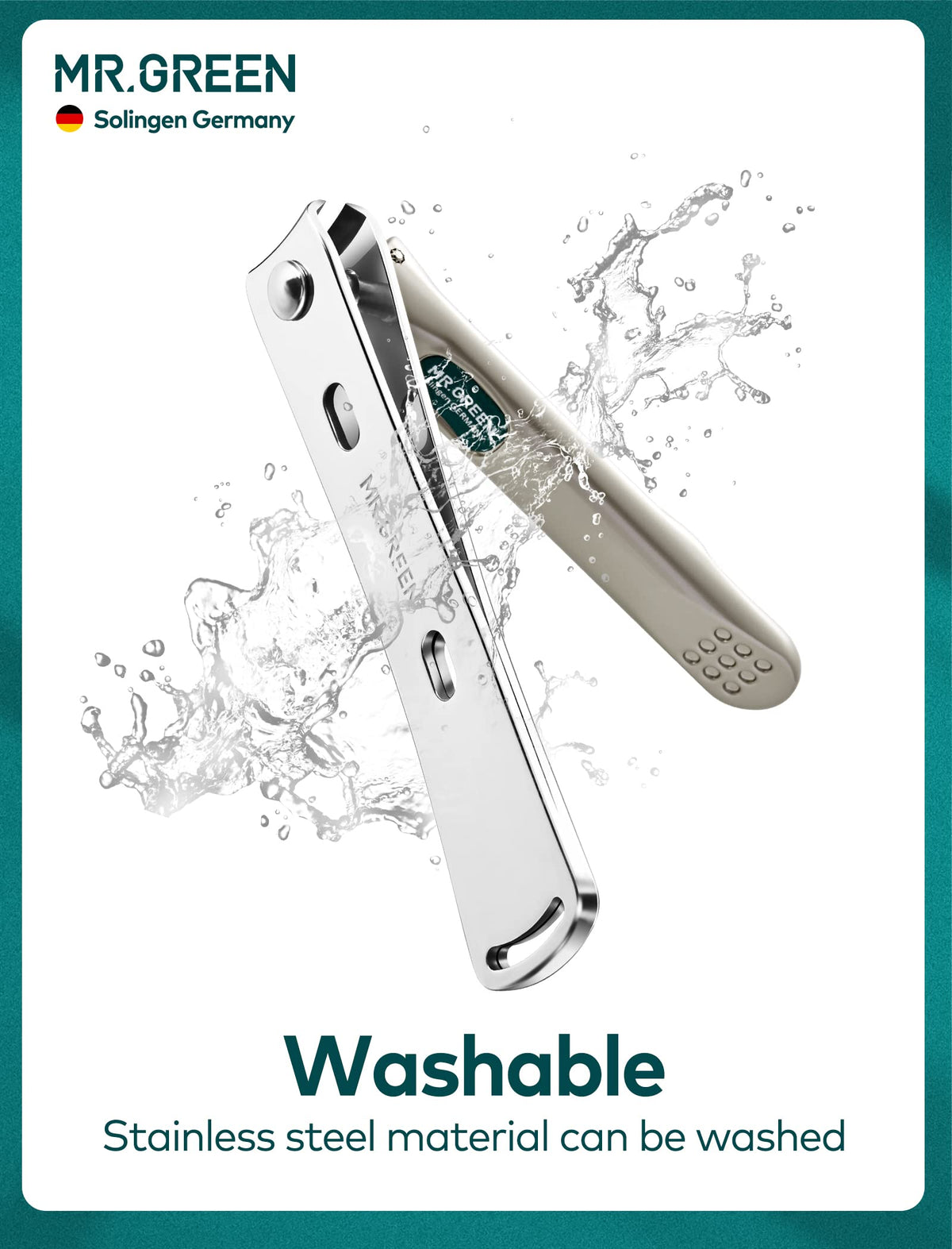 MR.GREEN Nail Clipper Set in use on nails