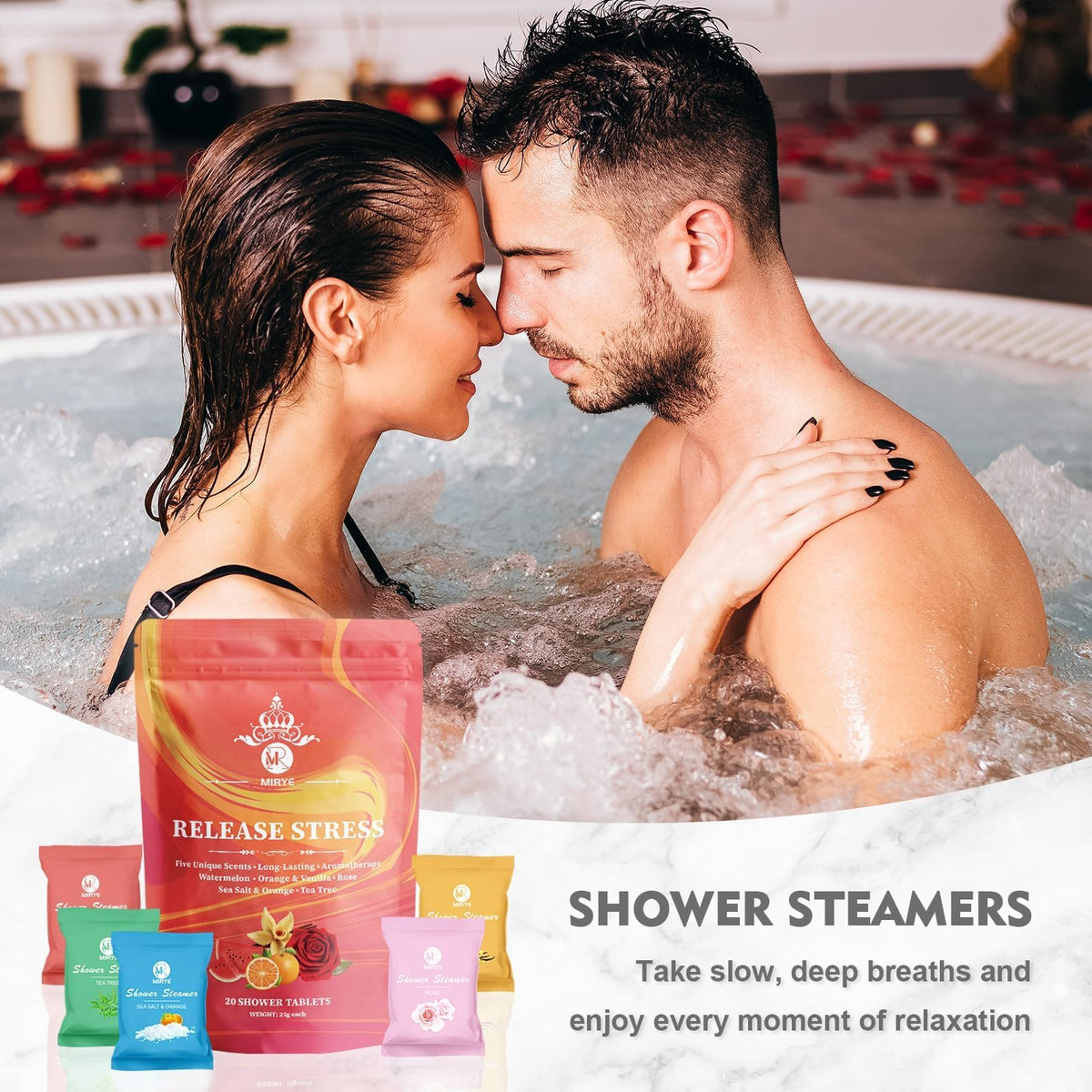 MR MIRYE Shower Steamers with Tea Tree and Watermelon scents