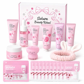 MrCuvaryas Sakura Skin Care Set front view with all products displayed