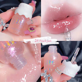 Mrettick lip gloss applied on lips showcasing glossy finish