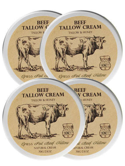 MROUVIK Beef Tallow Balm 4 pack with Raw Honey front view