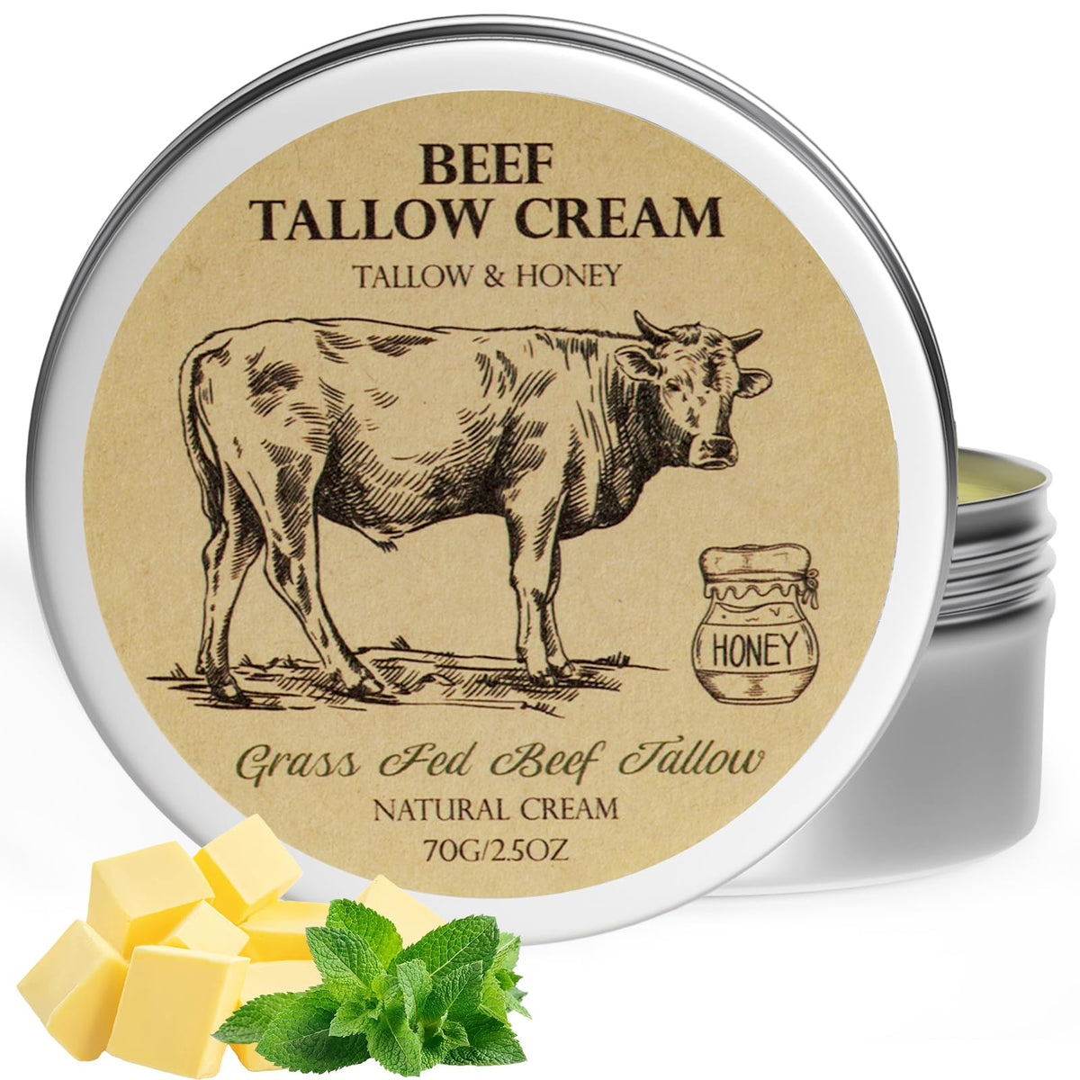 MROUVIK Beef Tallow Balm with Honey front view