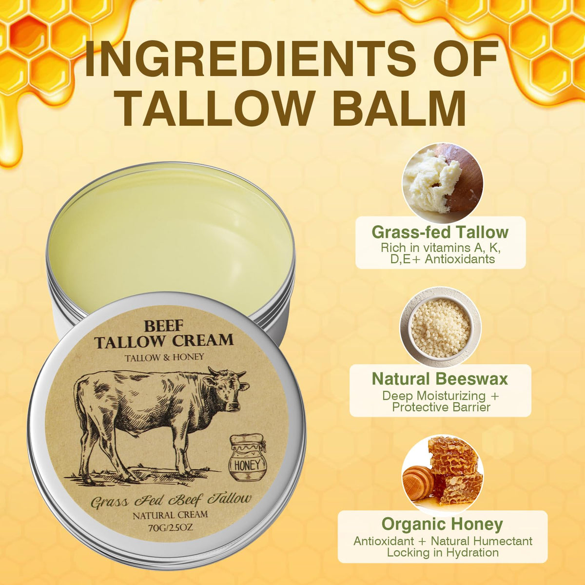 MROUVIK Beef Tallow Balm with Honey on skin
