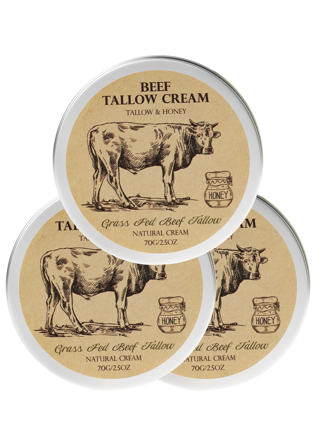 MROUVIK Beef Tallow for Skin front view with honey cream