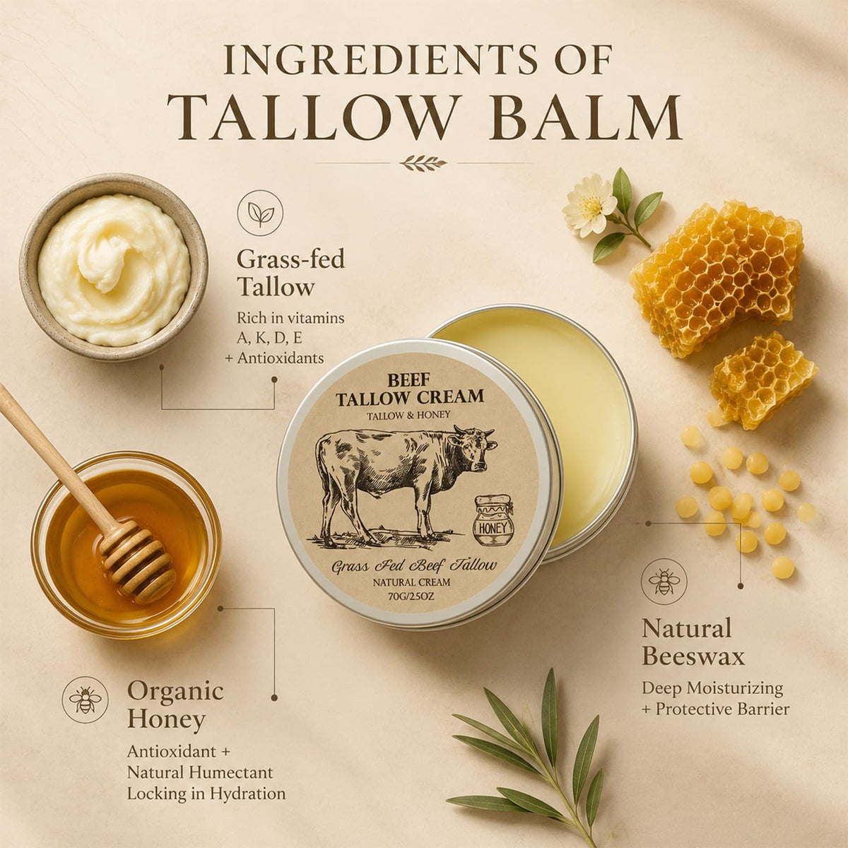 MROUVIK Beef Tallow Skin Moisturizer with Honey packaging