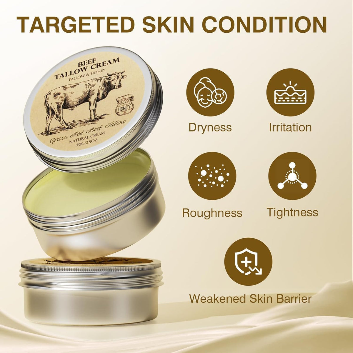 MROUVIK Beef Tallow Skin Moisturizer with Honey side view
