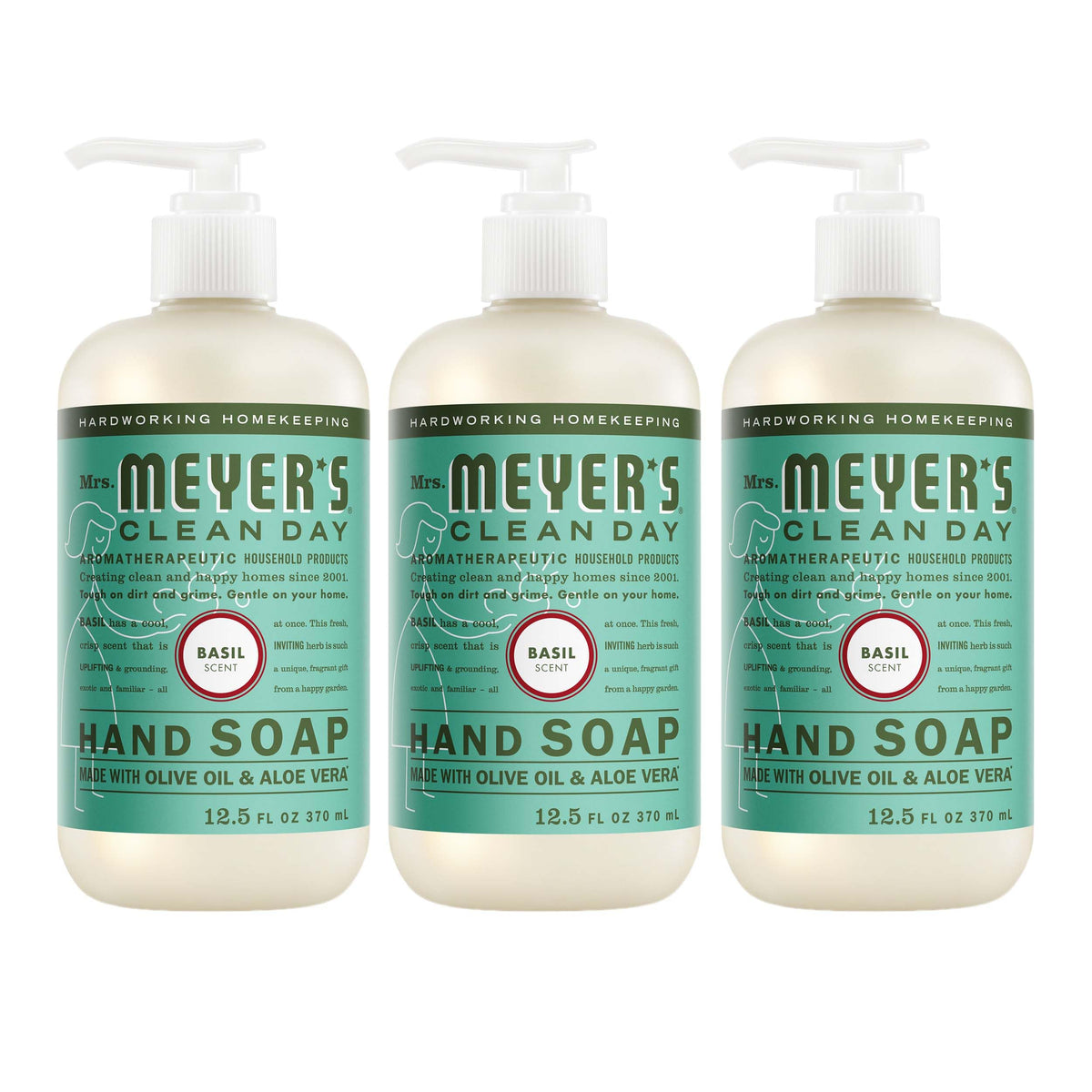 Mrs. MEYER'S Clean Day Hand Soap 3-Pack Basil Scent front view