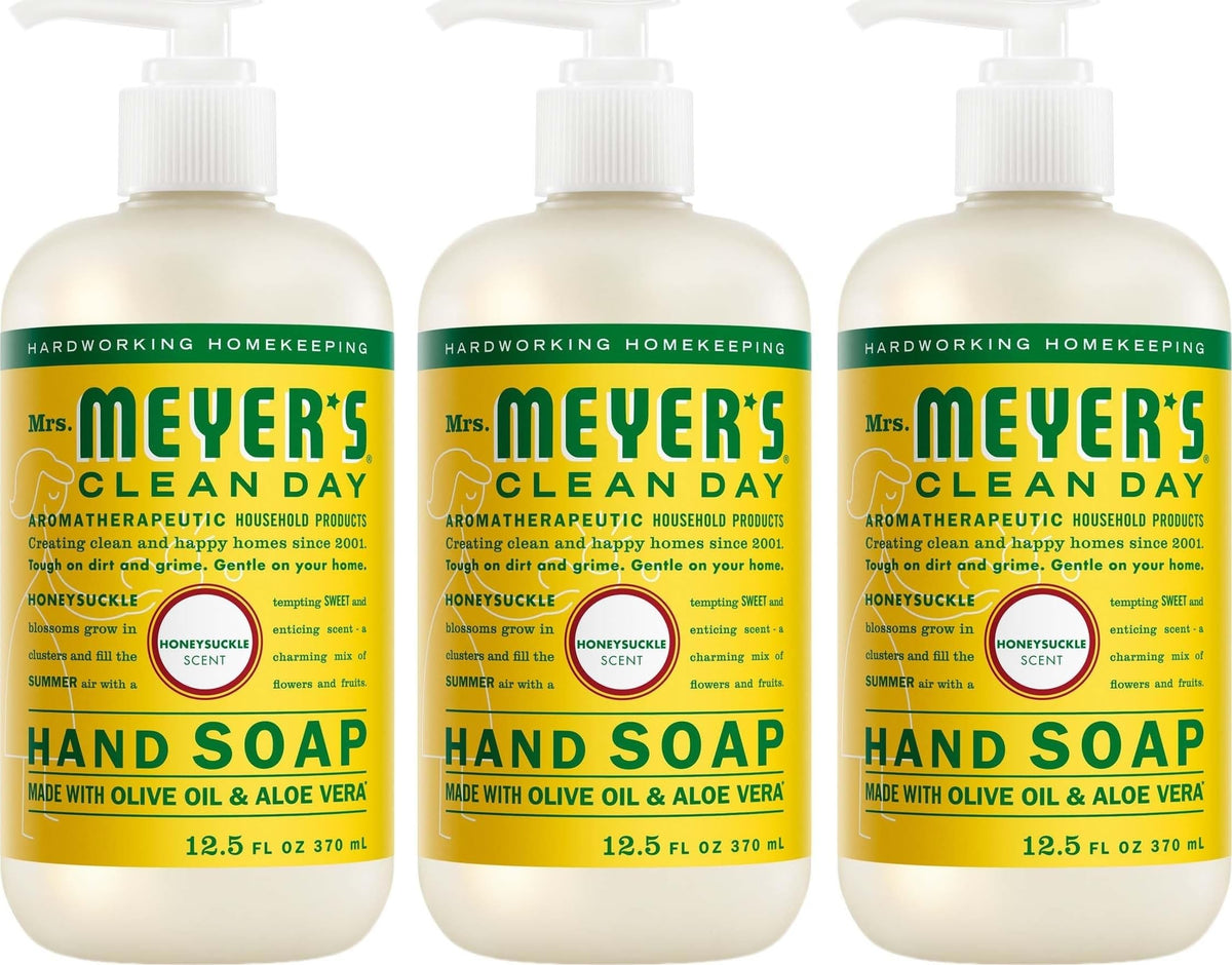Mrs. MEYER'S Clean Day Hand Soap Honeysuckle scent 12.5 Fl Oz bottle front view