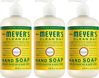 Mrs. MEYER'S Clean Day Hand Soap Honeysuckle scent 12.5 Fl Oz bottle front view