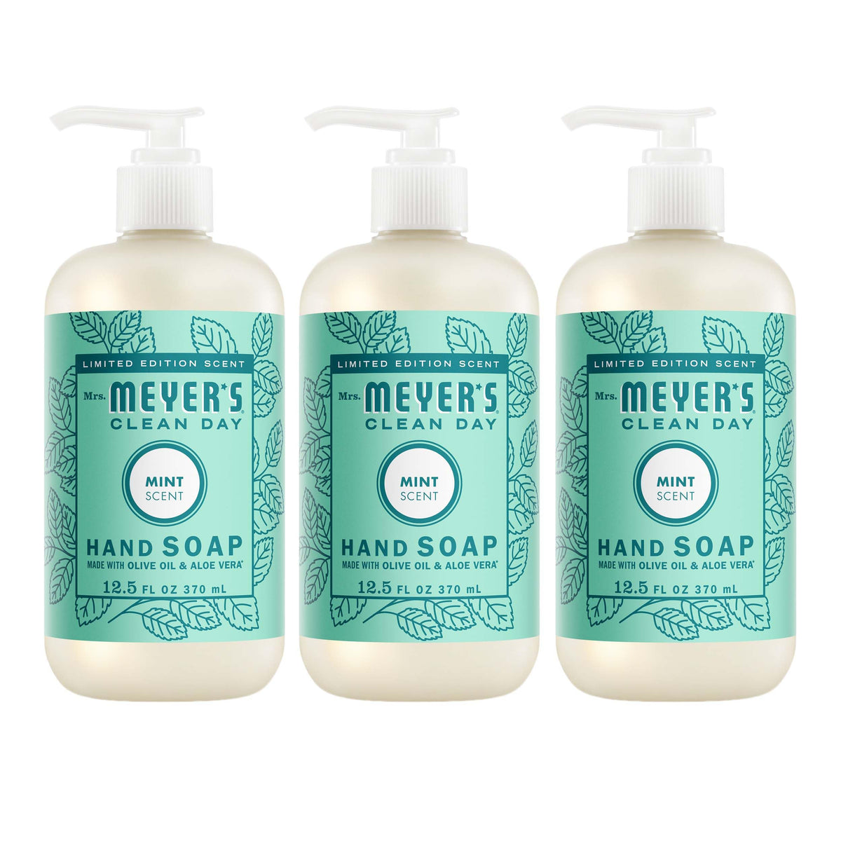 Mrs. MEYER'S Clean Day Hand Soap Mint Scent 12.5 Fl Oz bottle front view
