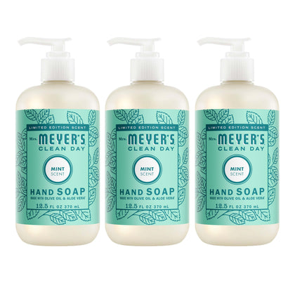 Mrs. MEYER'S Clean Day Hand Soap Mint Scent 12.5 Fl Oz bottle front view