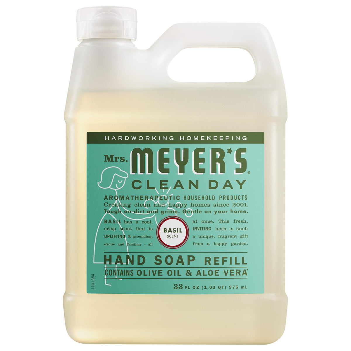 Mrs. Meyer's Clean Day Hand Soap Refill Basil 33 Fl Oz front view