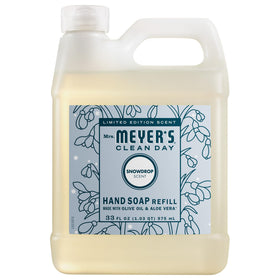 Mrs. MEYER'S Clean Day Hand Soap Refill Snowdrop Scent 33 Fl Oz bottle front view