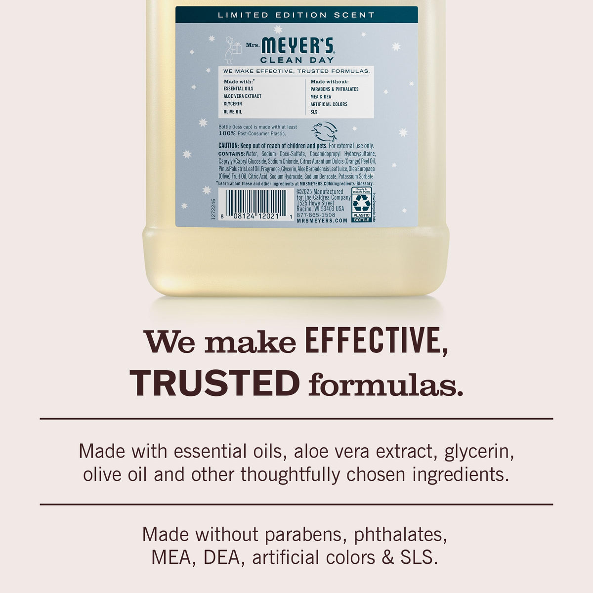 Mrs. MEYER'S Clean Day Hand Soap Snowdrop scent label detail