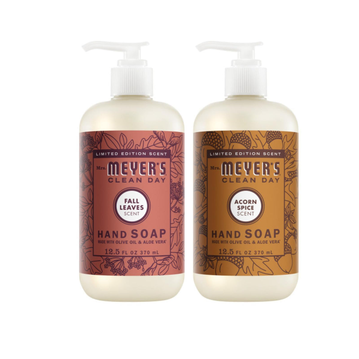 Mrs. MEYER'S Clean Day Liquid Hand Soap 2 Pack featuring Acorn Spice and Fall Leaves
