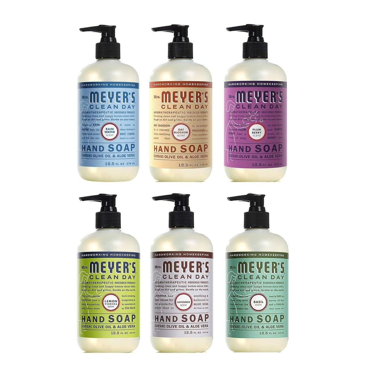Mrs. MEYER'S Clean Day Liquid Hand Soap 6 Scent Variety front view