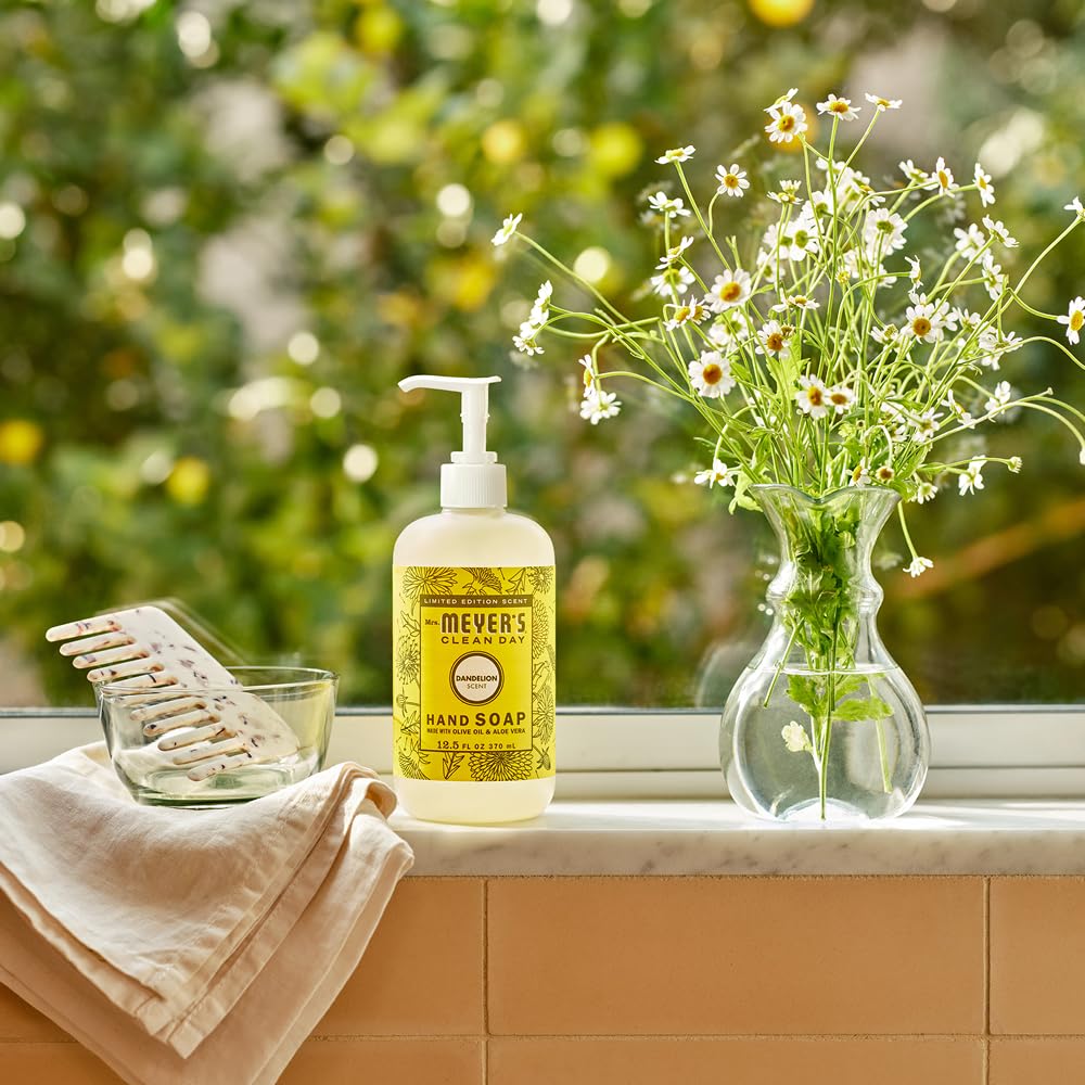 Mrs. MEYER'S Clean Day Liquid Hand Soap Dandelion in a bathroom setting