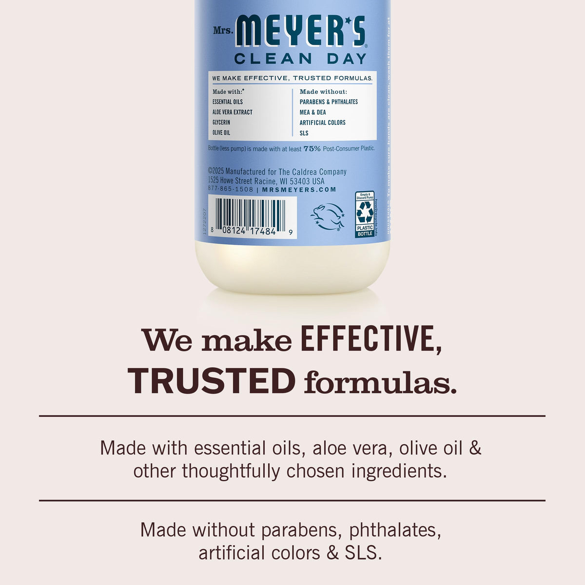Mrs. MEYER'S Hand Soap Bluebell Scent bottle top view