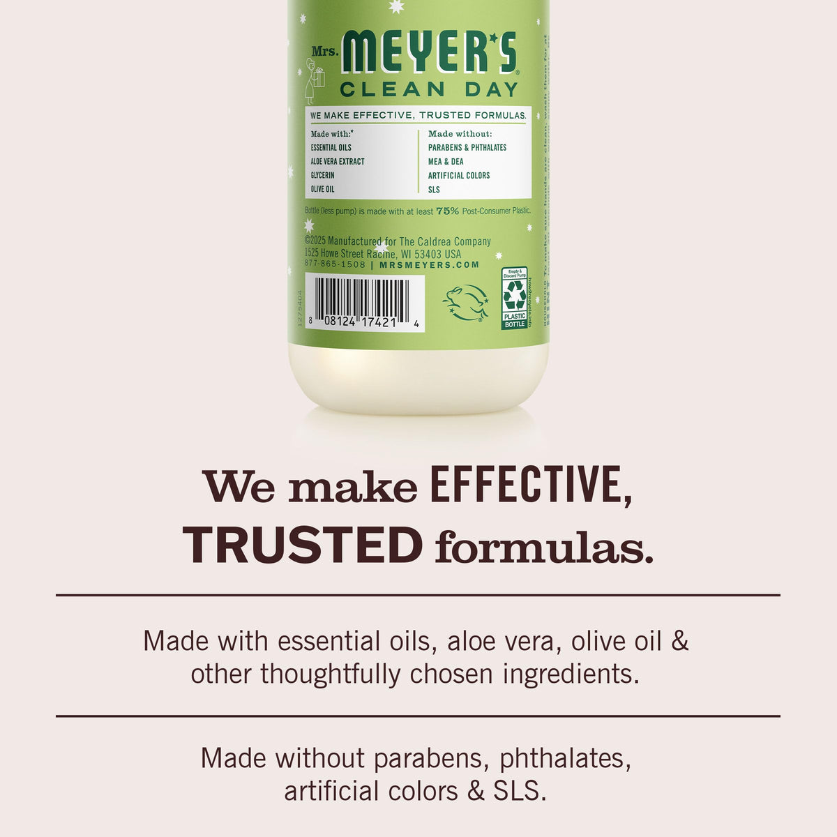 Mrs. MEYER'S Hand Soap Iowa Pine Scent close-up of label