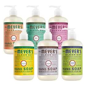 Mrs. MEYER'S Hand Soap Variety Pack with six bottles in assorted scents