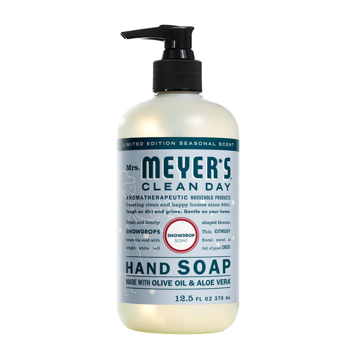 Mrs. MEYER'S Hand Wash Snow Drop + Gingerbread in a holiday setting